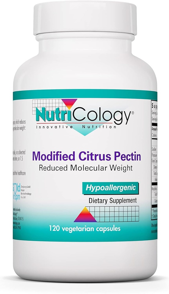 Nutricology, Gut Desteği için Citrus Pectin Supplement'i Değiştirdi - Erkekler ve Kadınlar için Citrus Pectin Capsules for Men & Women, hipoallergenic, Gluten Free, Reduced Molecular Kilo - 120 Vegetarian Capsules