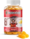 Emulsión de Escocia Omega 3 Gummies for Kids – με Βιταμίνες Α, D3, Φολικό Οξύ + Ψευδάργυρος, Σιδήρος & Ασβέστιο – μάνγκο Γεύση με Χωρίς Αλιευτική Επίγευση – Ανοσοποιητικό & Ηπατικό Υποστήριξη – 30 Gummies 1-Pack