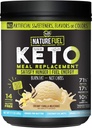 Nature Fuel Keto Meal Replacement Powder - Χωρίς γλουτένη με λάδι καρύδας MCTs και χόρτο-Fed Butter - κρεμώδες μιλκσέικ βανίλιας - 14 σερβιέτες - Φιλικό για το παντελόνι, 17.1 Fl Oz