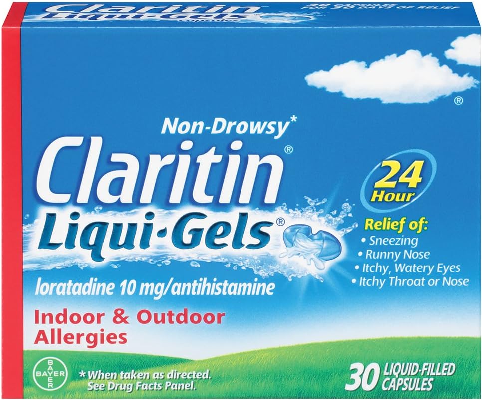 Claritin Liqui-Gelin 24 Saat Alerjisi Yardımı, Non-Drowsy Antihistamin Capsules, 30 Count