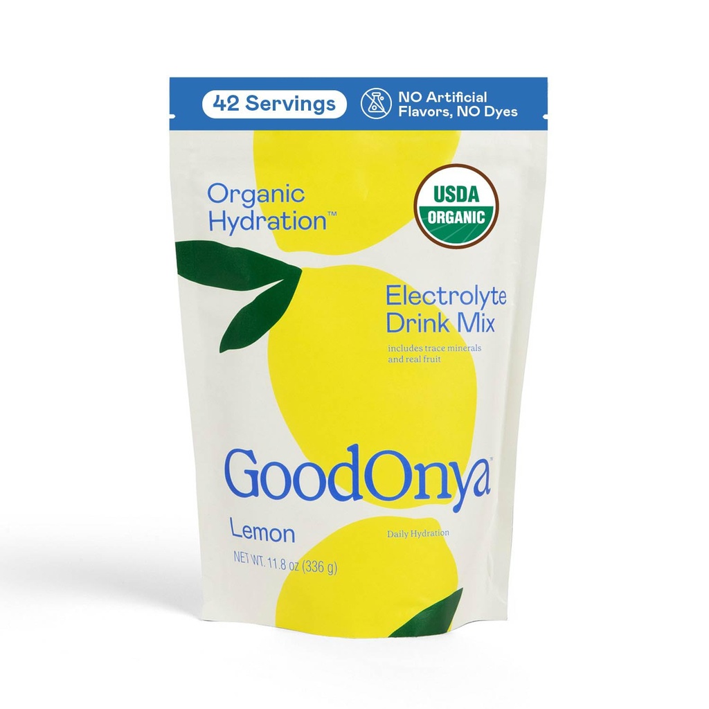 GOODONYA Organik Hydration Electrolyte Drink Mix, Sertifikalı Organik Hydration Toz, Non-GMO, Biochecked Glyphosate Free, Low Sugar, Lemonade Flavor, No Yapay Flavors, 42 Hizmetler