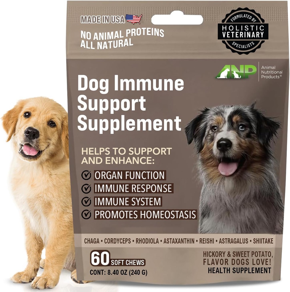 ANP Köpeğinizin Sağlığını Mushroom Immune Supplement Boosting Dog Chews - Hayvan Protein Formula Formula - Vitality, Longevity ve Gut Health - Potent Reishi, Chaga ve Shiitake Mushrooms