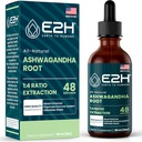 E2H Ashwagandha Liquid Drops - All-Φυσικό συμπλήρωμα Ashwagandha για την ανακούφιση από το στρες και την ενίσχυση της διάθεσης- Βιολογικό εκχύλισμα ρίζας Ashwagandha αποτελεσματική Cortisol Manager 
