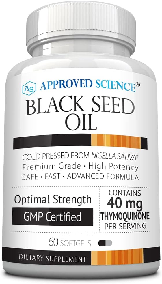 Onaylanmış Bilim Siyah Tohum Yağı - Soğuk Baskı Nigella Sativa - Boost Immunity, Respiratory, Bilişsel ve Digestive Health - 2 Thymoquin - 1 Şişe - 60 Softgels - ABD'de Yap