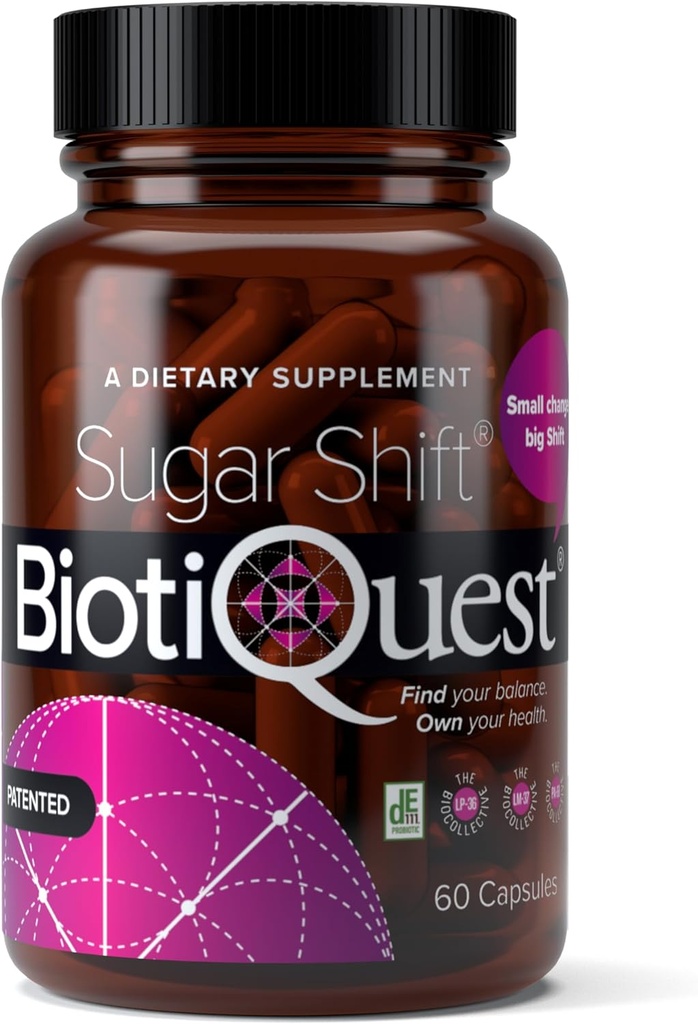 BiotiQuest Sugar Shift Probiyotiks to Support Against Pathogens and protect Your Immune System, 22 Milyar CFU, Non-GMO ve Gluten Free, 60 Capsules