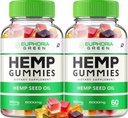 Euphoria Green Hemp Gummies - Hemp Seed Extract EuphoriaGreen Hemp Gummies Tinnitus Herbal Supplement, Health and Wellness Support, All Natural Euphoria Green Hemp Gummy (2 Pack - 120 Gummies)