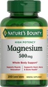 Nature's Bounty Magnezyum 500 mg Tabletleri, Yüksek Potency Magnezyum Supplement for Bone & Muscle Health, Whole Body Support, 200 Count (4000 of 1)