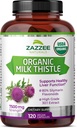 Zazzee USDA Organic Milk Thistle 30:1 Extract, 7500 mg Αντοχή, 120 Vegan Κάψουλες, 80% Silymarin Flavonoids, Standardized and Concented 30X Extract, 100% Χορτοφαγικά, Όλα-Φυσικά και Μη-ΓΤΟ