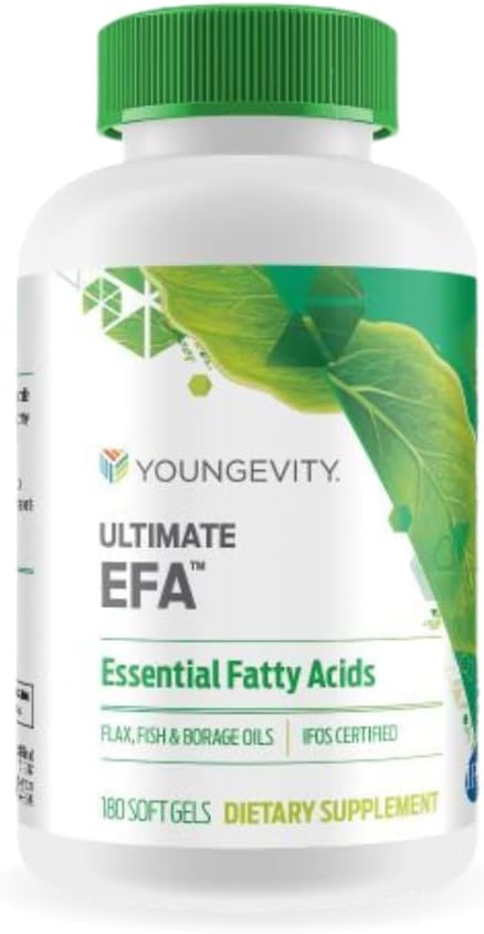 Youngevity Ultimate EFA - Essential Fatty Asits Organik Kaynağı | Omega 3, 6, & 9 | Borage, Flax & Fish Oil | 180 (180)