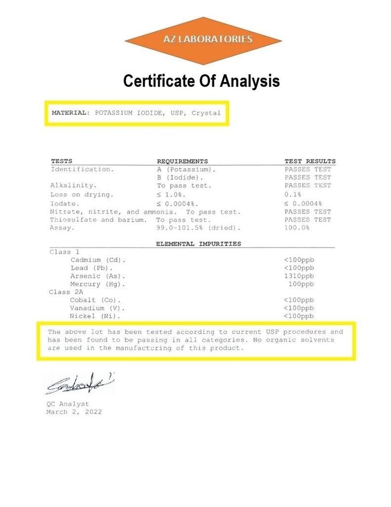 Ιωδιούχο κάλιο, εξαιρετικά υψηλής καθαρότητας USP βαθμού κρύσταλλοι / σκόνη, 100%, 100 γραμμάρια / Same Day Ship