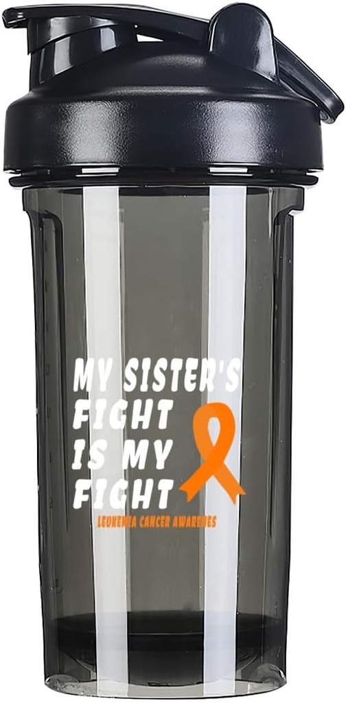 Leukemia Cancer Awarenes 18 Ounce Shaker Bottle Drink Mixer Leak-proof Pre Workout Protein Shakes Meal Replacement Shakes Bottles 500ML/18 Oz Black