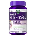 ZzzQuil Pure Zzzs Muscle Relaxation Melatonin Sleep Aid Gummies, Supports Muscle Function, Helps You Fall Asleep Natural, Fast, Melatonin + Magnezyum, No Next-Day Grogginess, Drug-Free, 60ct