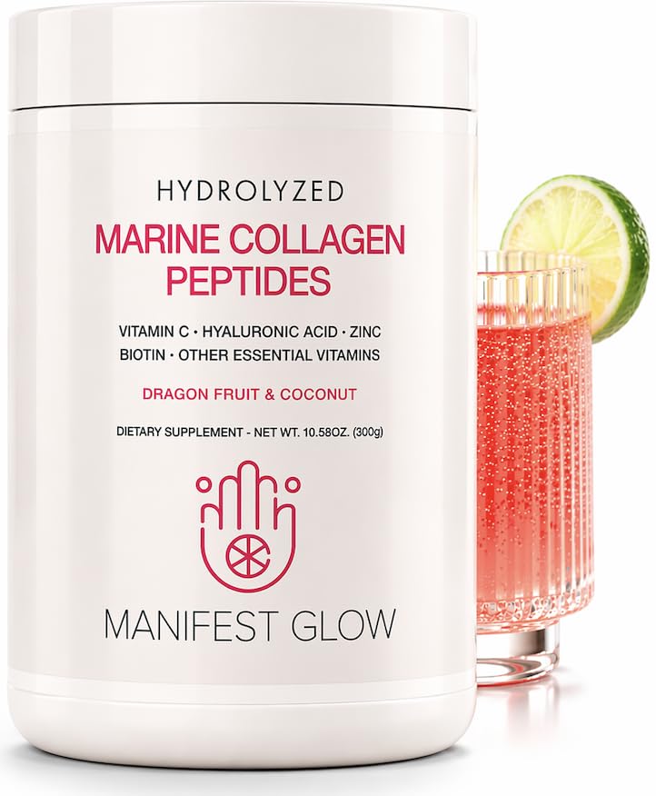 Marine Collagen, - Dragon Fruit, Coconut Water, Pineapple - C Hyaluronic Acid Copper çinko Biotin Niacin D3 B-Complex - Saç Skin & Nails, 30 Hizmet