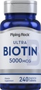 Piping Rock Biotin 500006 | 240 Tablet | Güzellik Vitamin Tamam | Vejetary, Non-GMO, Gluten Free