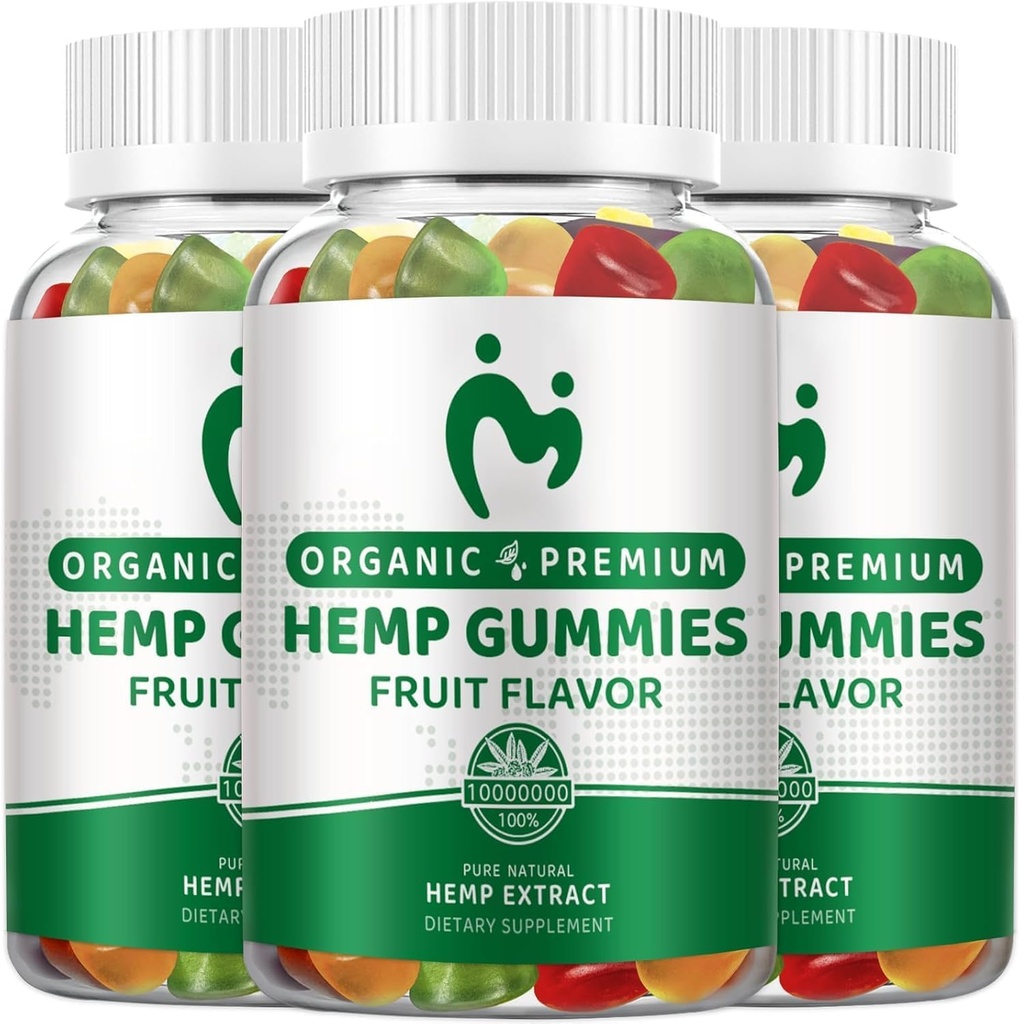(3 Pack) Hemp Gummies Extra Strength - Yüksek Potency Pure Organic Hemp Oil Infüzyon Gummy -% 100 Natural Bear Hemp Gummy for Yetişkinler- Vegan, Non-GMO - Made in USA