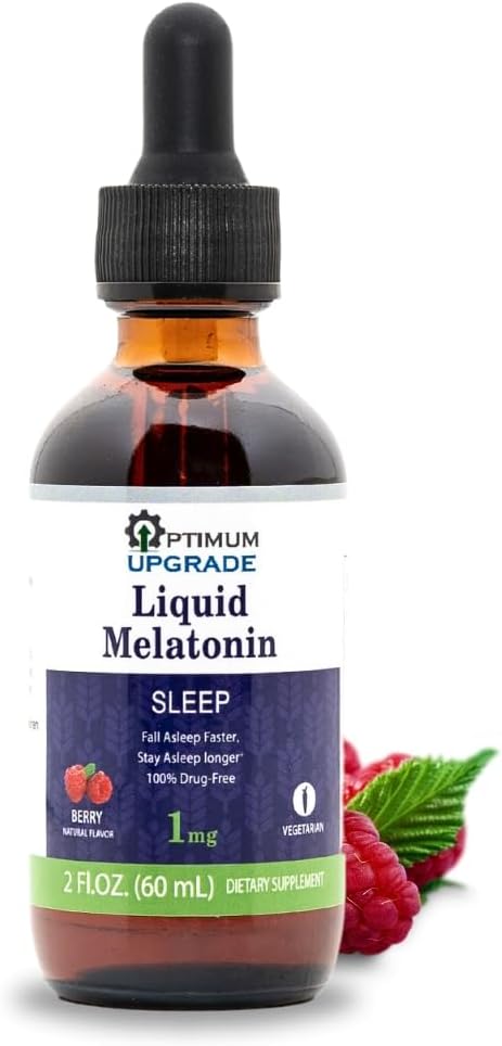 OU Melatonin Sıvı Uyku Yardımı 1mg | 2 fl oz (60 mL) | Berry Doğal Flavor | Uyuşturucu Özgür, Vejetaryen Supplement for Yetişkinler | Fall Asleep Faster, Stay Asleep Longer
