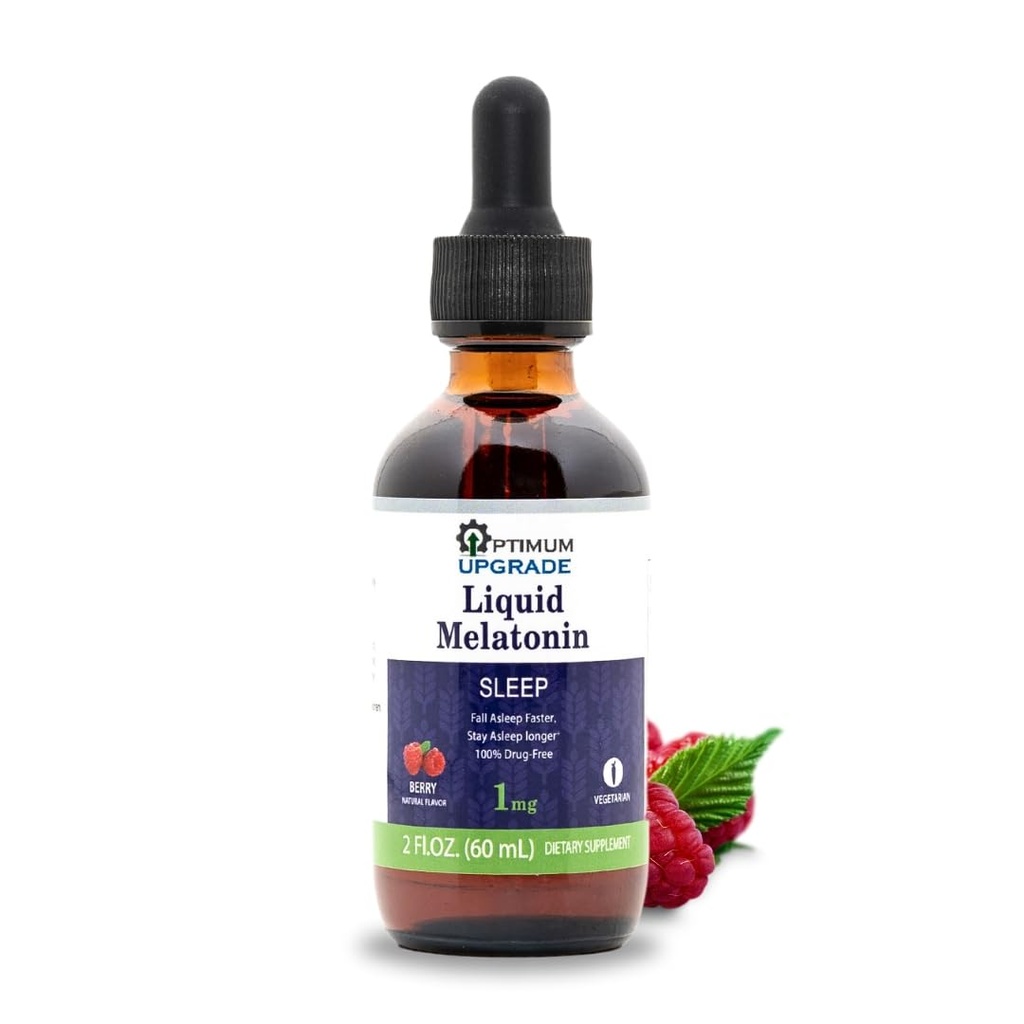 OU Melatonin Sıvı Uyku Yardımı 1mg | 2 fl oz (60 mL) | Berry Doğal Flavor | Uyuşturucu Özgür, Vejetaryen Supplement for Yetişkinler | Fall Asleep Faster, Stay Asleep Longer