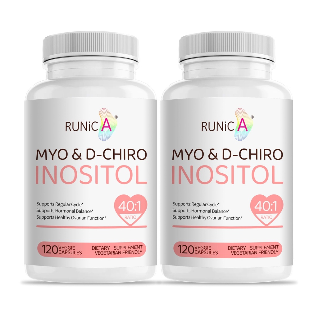 Myo-Inositol & D-Chiro Inositol συμπλήρωμα για τις γυναίκες - Ideal 40:1 Ratio - Υποστήριξη της γυναικείας ορμονάς Ισορροπία & Γονιμότητα & Οβαρική Υγεία - Vegan κάψουλες σκόνη - 60-Ημέρες προσφοράς