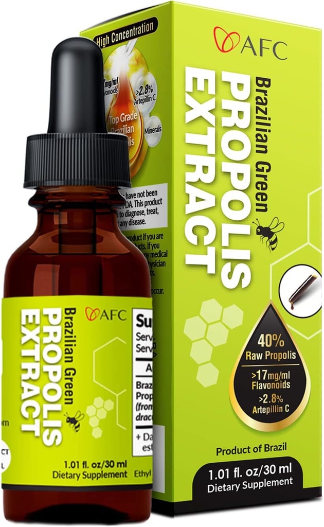 AFC Japonya Brezilyalı Yeşil Propolisi | En Yüksek Artepilin C & Flavonoids for Antioksi & Immune Support Pure Tempd Sıvı Türlü Arı Propolis Tincture from Brazil (30 ml/ 1Fl.Oz)
