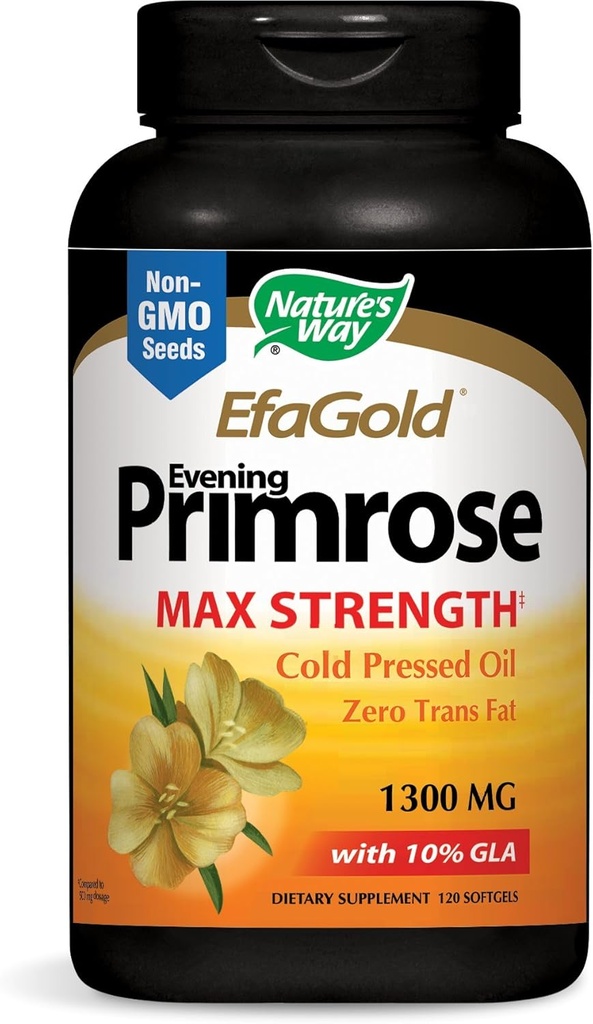 Nature's Way Evening Primrose, EFA Gold Cold Pressed Oil 1300 mg, 120 Softgels