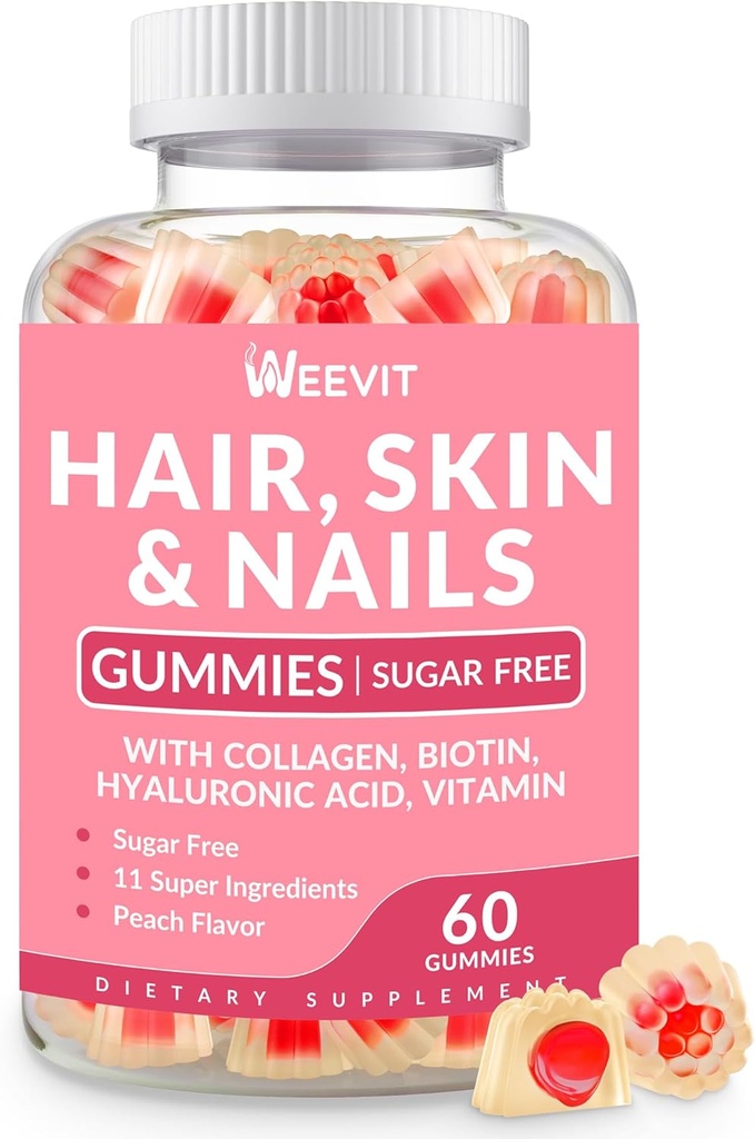 Δέρμα μαλλιών και νύχια Gummies - Vegan Biotin 5000mcg Βιταμίνες για γυναίκες & άνδρες υποστηρίζει την ταχύτερη ανάπτυξη μαλλιών, ισχυρότερα νύχια, λαμπερό δέρμα