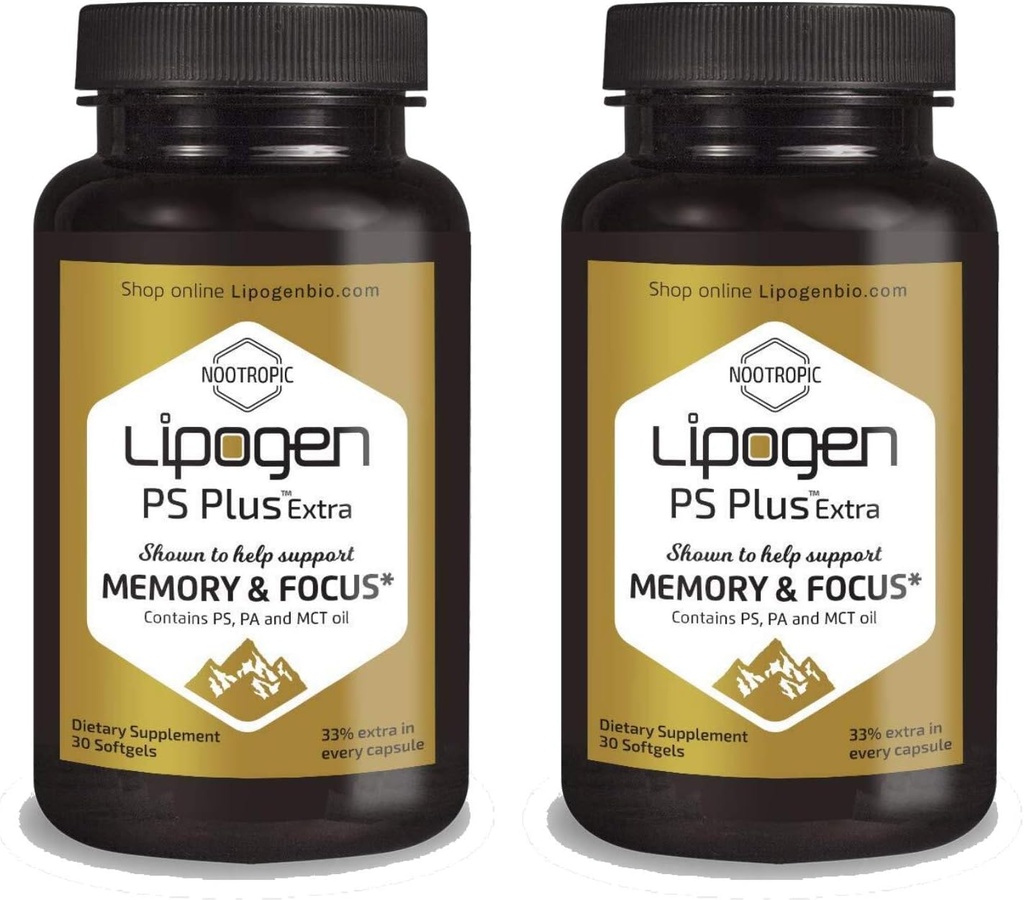 PS Plus Extra Brain Booster Supplement – 133mg Phosphatidylserine for Memory, Focus & Cognitive Support – Premium Brain Health Formula – One Month Supply (Pack of 2-60 Softgels)
