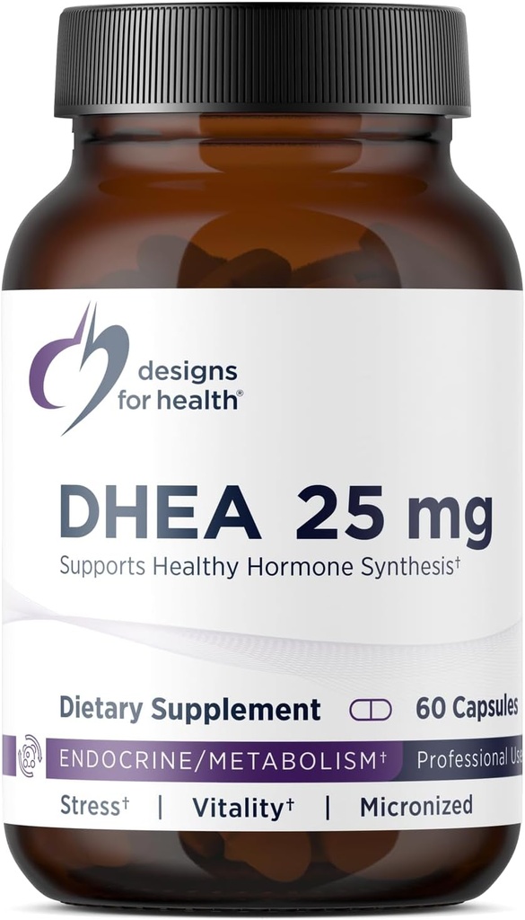 Sağlık DHEA 25 mg için tasarımlar - Erkekler + Kadınlar için DHEA Supplement - Sağlıklı Ağlama, Kas Dürüstlük, Enerji + Hormonal Synthesis - Non-GMO (60 Capsules)