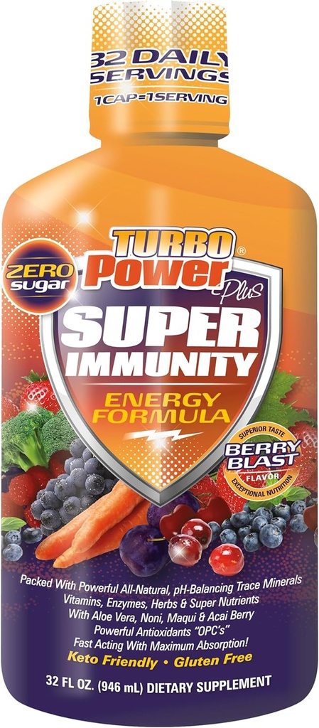 Υγρή Βιταμίνη Turbo Power Plus: 47 Βιταμίνες, Ένζυμα, Βιταμίνη D3, Βιταμίνη Α, Βιταμίνη C, και Ψευδάργυρος για άνδρες, γυναίκες, εφήβους και παιδιά