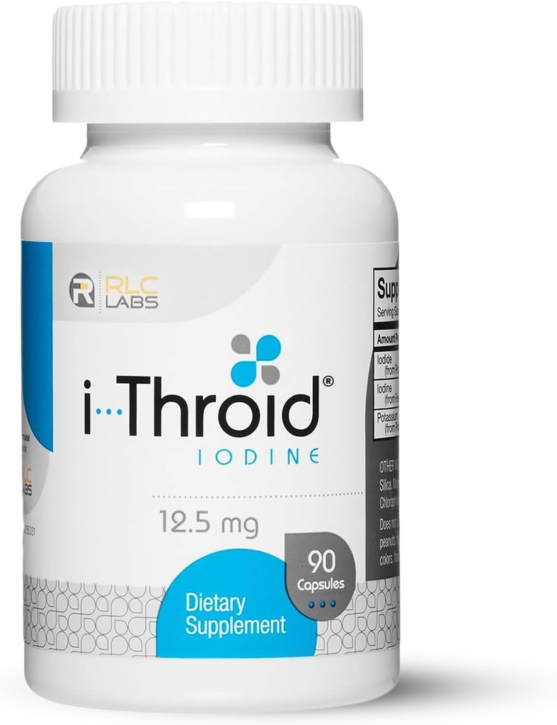 RLC, i-Throid 12.5 mg, Iodine ve Iodide Supplement to Support Yourroid Health and Hormon Balance, 90 kapsül (90 hizmet)