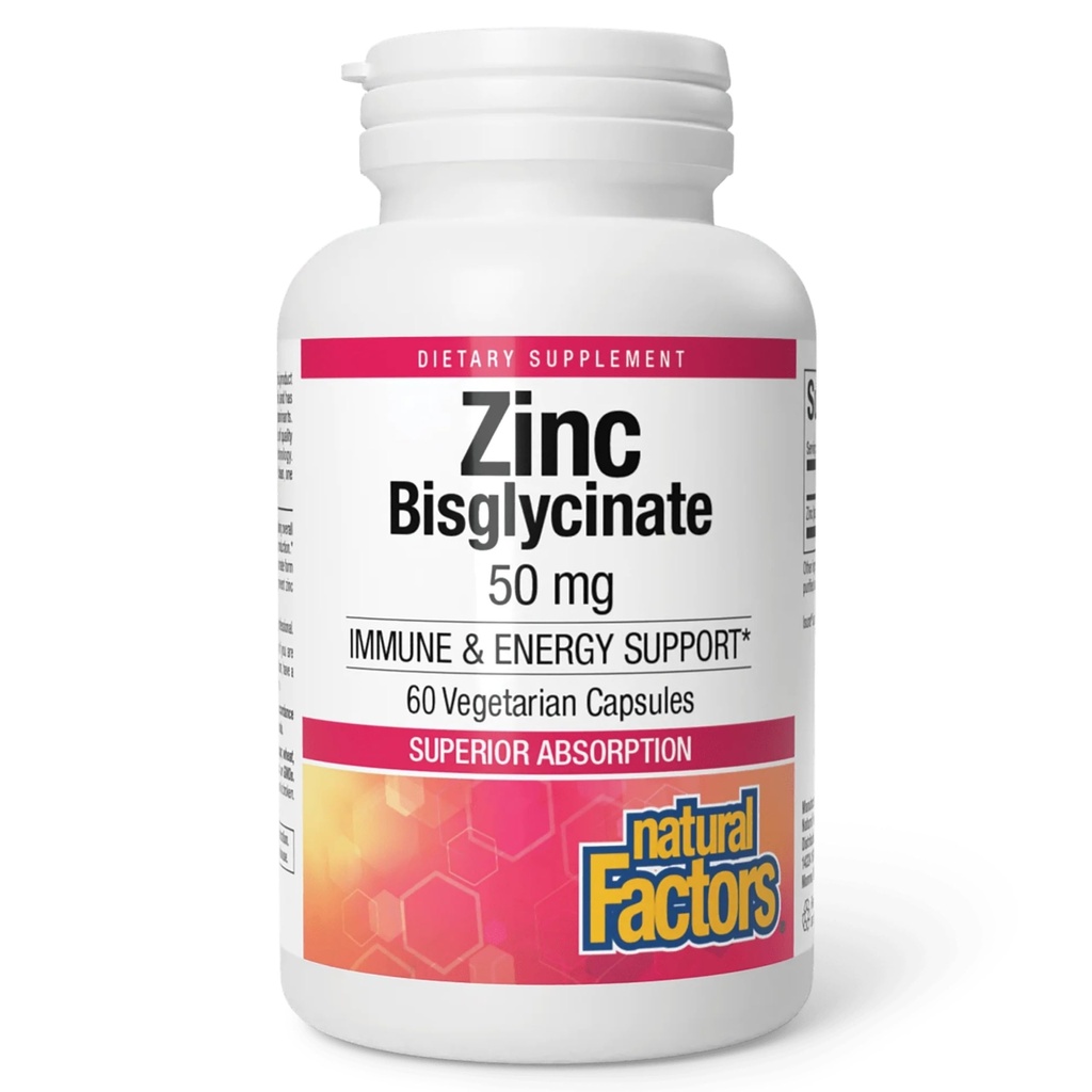 Doğal Faktörler çinko Bisglycinate, 50 mg, 60 Vegetarian Capsules