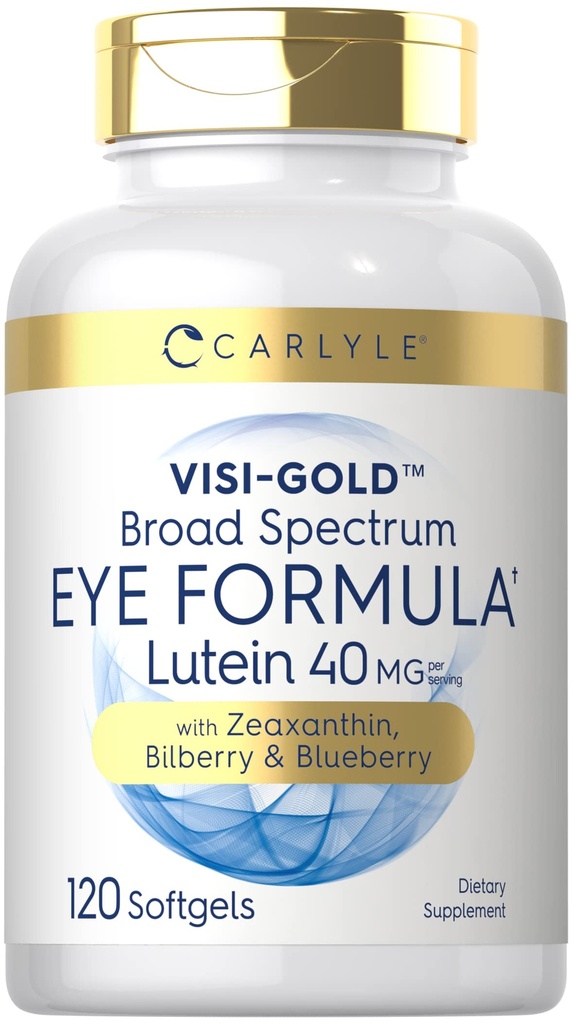 Carlyle Eye Health Supplement | 120 Softgels | Lutein 40 mg, Zeaxanthin, Bilberry ve Blueberry | Broad Spectrum Eye Support Vitamins | Non-GMO, Gluten Free Formula