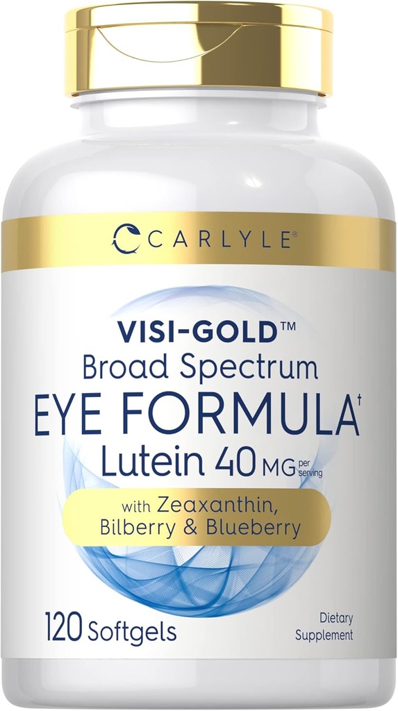 Carlyle Eye Health Supplement | 120 Softgels | Lutein 40 mg, Zeaxanthin, Bilberry ve Blueberry | Broad Spectrum Eye Support Vitamins | Non-GMO, Gluten Free Formula