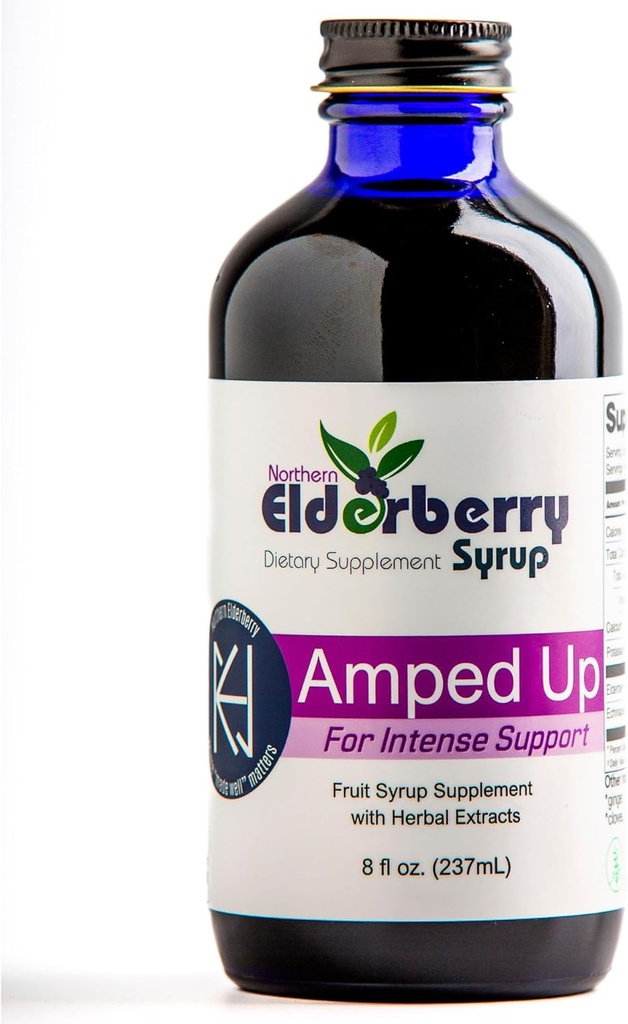 Ενισχυμένο Syrup Elderberry, Black Sambucus, Plant-based Dietary Supplement, 7 Βιολογικά Βότανα: Echinacea, Rosehips, Μέλι, Immune Wellness Booster Support, USA Made, Gluten-free