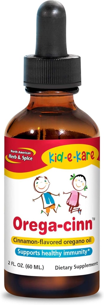 North American Herb & Spice Kid.e.Kare Orega-Cinn, Cinnamon Flavor - 2 fl. oz. - Great-Tasting Immune Support - Soothes Mucus Membranes - Wild Oregano Oil - Non-GMO - 120 Total Servings