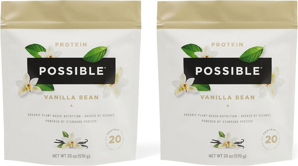 Protein Toz Vanilla Bean - 20g of Vegan, Plant-Based Protein Mix - Non-GMO, Non-Dairy, Gluten-Free - 3.5g of BCAAs - 9 Essential replicas - 30 Günlük Supply - 2 Bag, 30 Hizmet