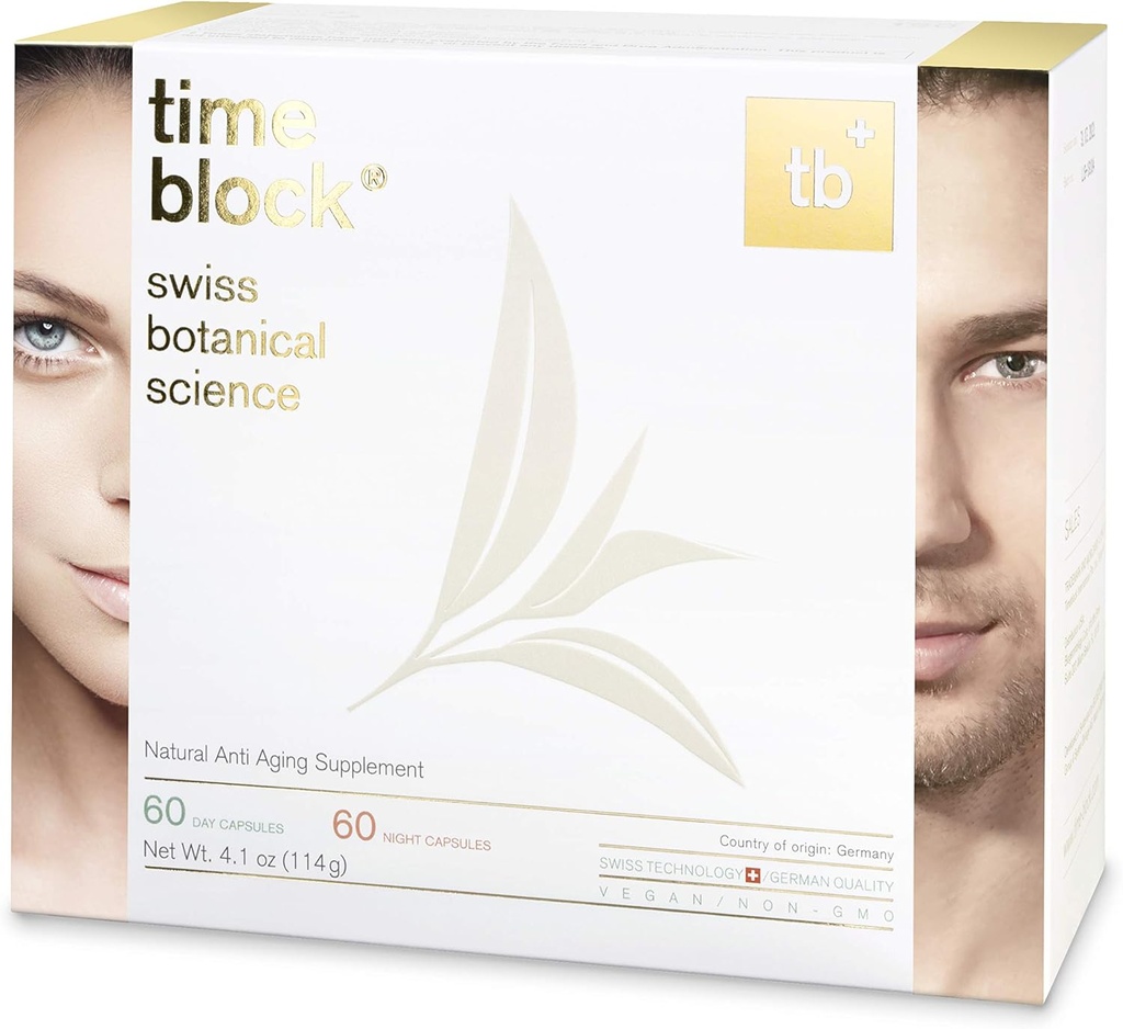 Zamanblock® Vital Anti Aging Beslenme İsviçre Botanik Bilimi tarafından desteklenen DNA ve Hücre Onarımı Erkekler ve Kadınlar İçin Telomerlerin Uzunlaştırılması 100% Vegan ve Non-GMO (60 Gün)