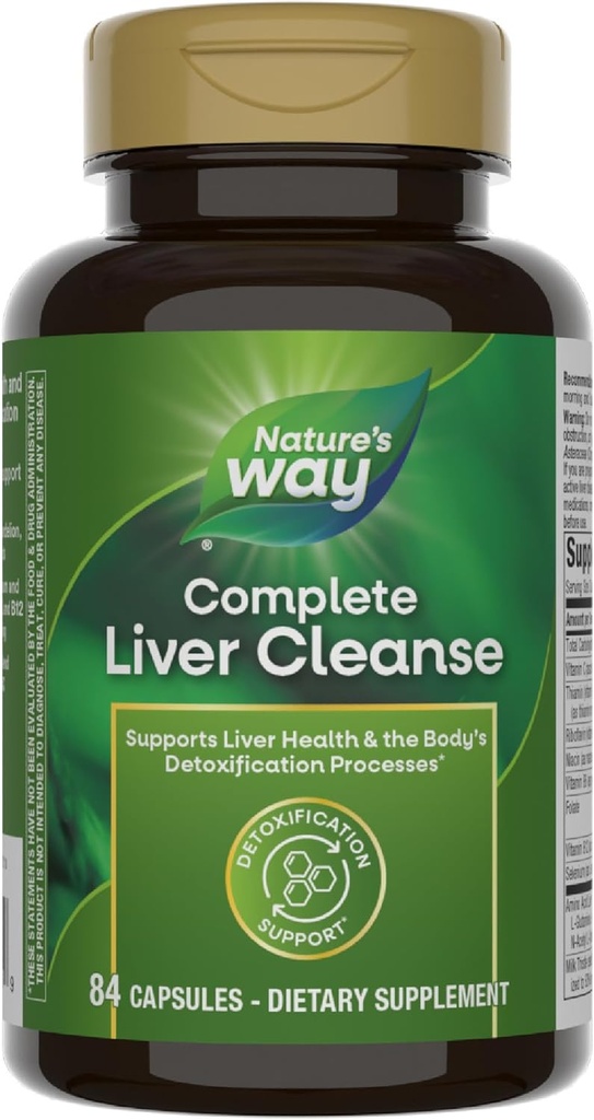 Nature's Way Complete Liver Cleanse, Body's Detoxification Processes* ile Süt Butle, B-Vitamins, Platinum Acid Liver Mix, 84 Capsules (Package May Vary)