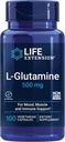 Life Extension Creatine Capsules 120 Count & L-Glutamine 500mg 100 Capsules Bundle for Muscle Health