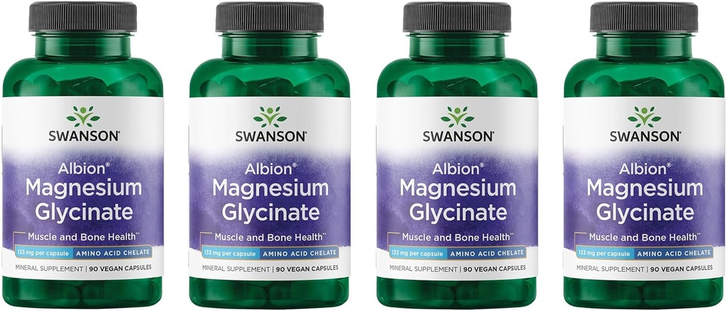 Swanson Chelated Magnezyum 133 Milligram 90 Capsules (4 Pack)