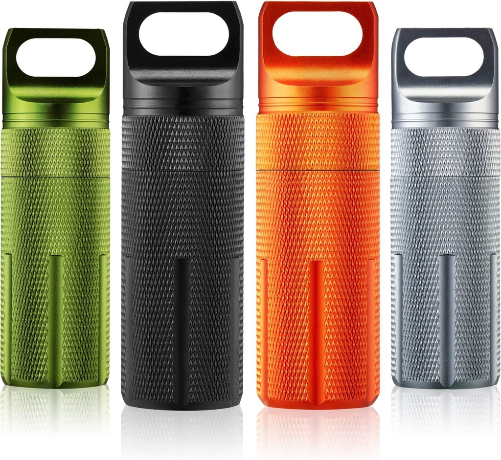 Patelai 4 τεμ. Φορητό Keychain Hill Holder Hill Organizer Ταξίδι Αδιάβροχο Ταίριασμα Περιοδικό Αλουμινίου Airtight Keychain Μέγεθος Ταξιδίου Συμπληρώματα αποθήκευσης για υπαίθρια κατασκήνωση (Vintage)