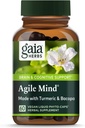 Gaia Herbs Agile Mind - Brain & Cognitive Support Herbal Supplements - with Organic Turmeric Root, Bacopa, Black Pepper, and Ginkgo Biloba - 60 Vegan Liquid Phyto-Capsules (30-Day Supply)