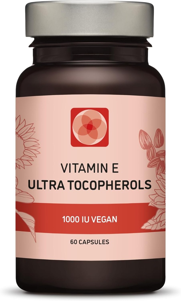 Vitamin E 1000 IU Ultra Tocopherol 450mg Vitamin E Vegan – All 4 Tocopherols - Alpha Tocopherol + Beta Tocopherol + Gamma Tocopherol + Delta Tocopherol– Unique d Alpha (180)