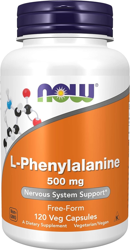 NOW Τρόφιμα L-Φαινυλαλανίνη 500mg, 120 Καψάκια (Pack of 2)