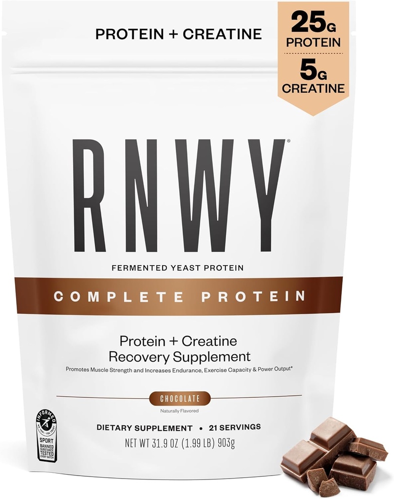 25g Chocolate proteini + 5g Kretine Toz, Vegan Plant-Based protein with Digestive Enzymes to Build & Recover, 21 Hizmetler