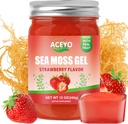 (12 OZ) İrlandalı Deniz Moss Gel Raw Vegan Strawberry Flavor 102 Vitamin ve Minerals Wild Harvested Non-GMO Immune & Digestion Support Support Support Support