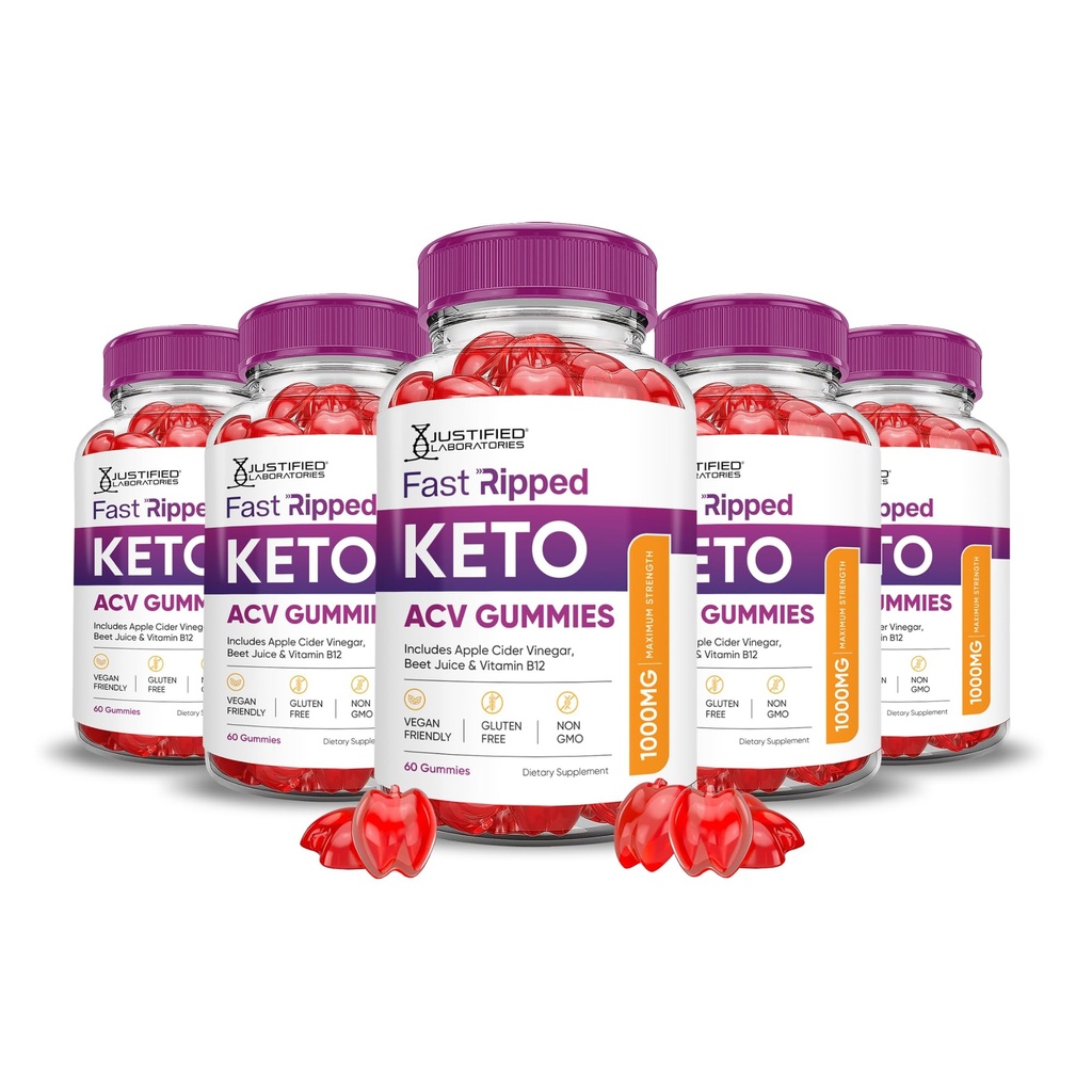 Justified Laboratories (5 Pack Fast Ripped DW ACV Gummies Advanced Formula 1000MG Fast R Formula 50 GMO 300 Gummys