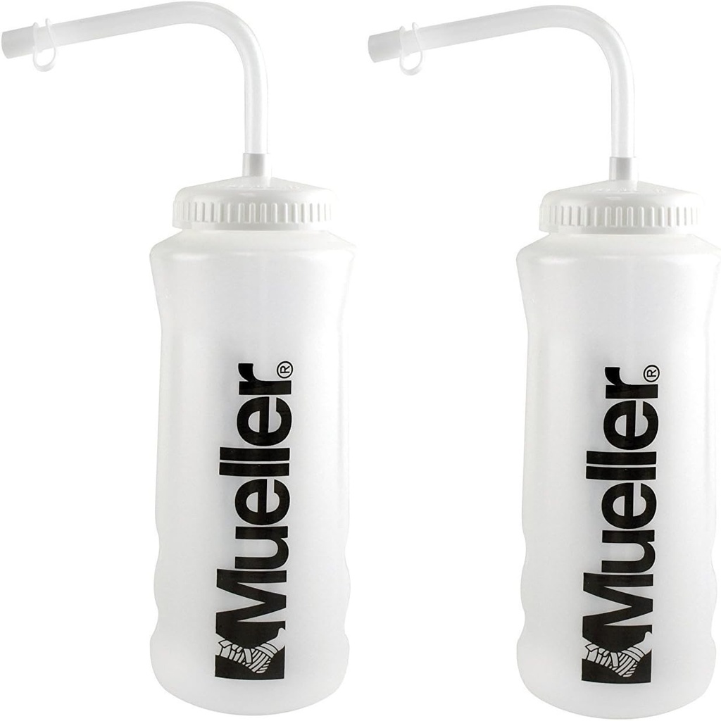 Mueller Quart Şişe w/Straw, Natural Color w/ Black Letters (2-Pack)