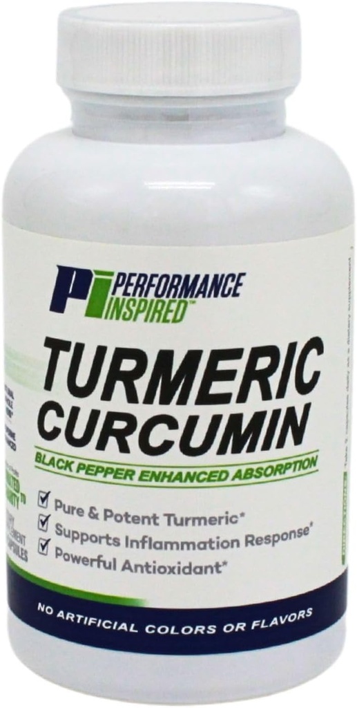 Performance Inspired Nutrition Turmeric Curcumin Capses – Κοινή Υποστήριξη & Αντιοξειδωτικό – Ενισχυμένη Απορρόφηση – 60 Count
