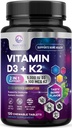 Βιταμίνη D3 K2 - 5000 eu Βιταμίνη D3 & 100 mcg Βιταμίνη K2 (MK-7) Σύμπλεγμα για την Ανοσολογική Υποστήριξη - Οστά, Δόντια & Μυική Υγεία Υποστήριξη - Berry Chewable, Χωρίς Γλουτένη, Μη ΓΤΟ, Εμφιαλωμένο στις ΗΠΑ - 120 δισκία