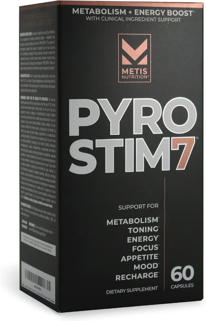 Pyro Stim 7 Μεταβολισμός Booster Fat Loss Υποστήριξη για την ενεργειακή ενίσχυση - μία φορά την ημέρα Θερμογόνο με Teacrine για την εστίαση, τον έλεγχο της όρεξης, την τόνωση των μυών, και τον έλεγχο της διάθεσης (60 κάψουλες)